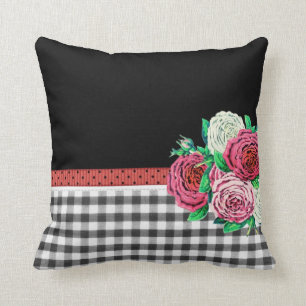 Zwarte Gingang en bloemen Kussen