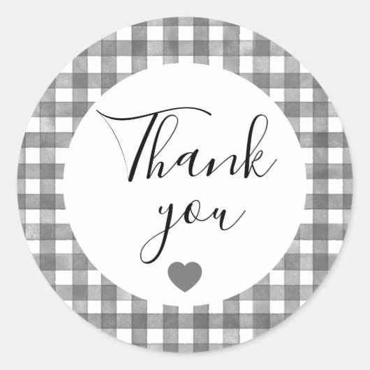Zwarte Gingham Bedankt Favor Sticker (Voorkant)