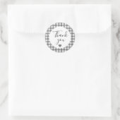 Zwarte Gingham Bedankt Favor Sticker (Tas)