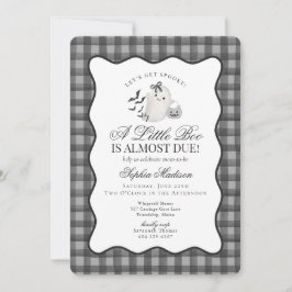 Zwarte Gingham Chic Geest Little Boo Baby Shower Kaart