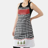 Zwarte Gingham en Waterverf kerstbomen Schort (Insitu)