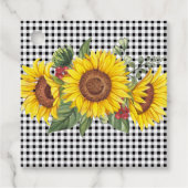 Zwarte Gingham en zonnebloemen feestcadeautjes eti Bedankjes Labels (Voorkant)