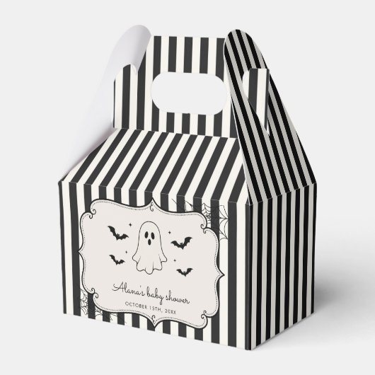 Zwarte Gingham Geest Halloween Bedankdoosjes (Voorkant Zijde)