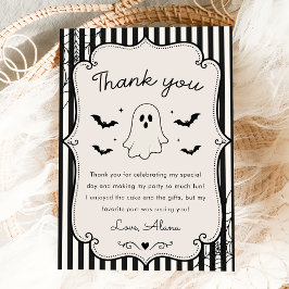 Zwarte Gingham Geest Halloween Bedankkaart