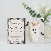 Zwarte Gingham Geest Halloween Bedankkaart (Staand voorkant)