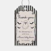 Zwarte Gingham Geest Halloween Cadeaulabel (Voorkant)