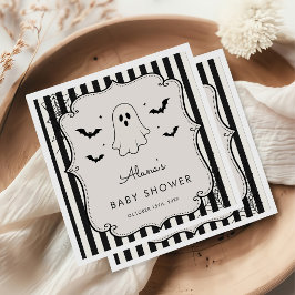 Zwarte Gingham Geest Halloween Servet