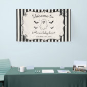 Zwarte Gingham Geest Halloween Spandoek (Beurs)
