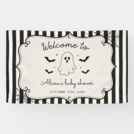 Zwarte Gingham Geest Halloween Spandoek