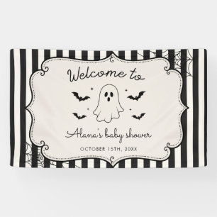 Zwarte Gingham Geest Halloween Spandoek