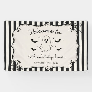 Zwarte Gingham Geest Halloween Spandoek