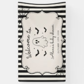Zwarte Gingham Geest Halloween Spandoek (Verticaal)