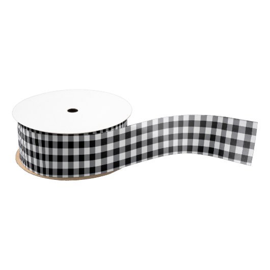 Zwarte Gingham Grosgrain Ribbon Grosgrain Lint (Spoel)