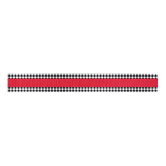 Zwarte Gingham Grosgrain Ribbon Grosgrain Lint (Voorkant)