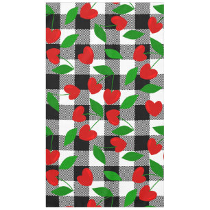 zwarte gingham Hartvormige Kers rockabilly Tafelkleed