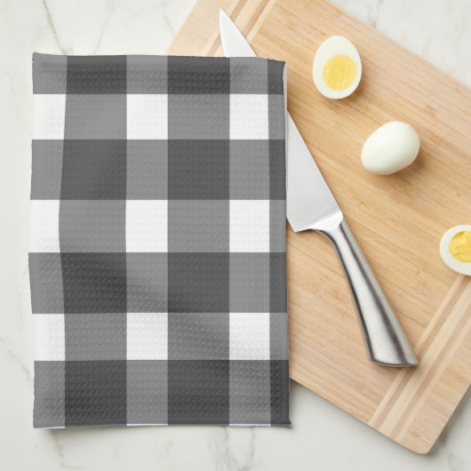 Zwarte Gingham Keukenhanddoek (Quarter Fold)