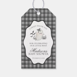 Zwarte Gingham Little Boo Geest Baby Shower Favore Cadeaulabel