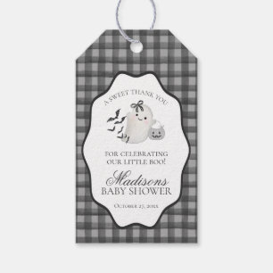 Zwarte Gingham Little Boo Geest Baby Shower Favore Cadeaulabel