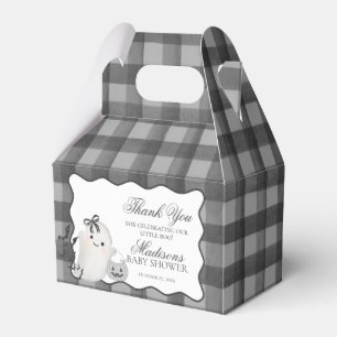 Zwarte Gingham Little Boo Geest Baby Shower Gevel Bedankdoosjes