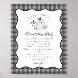 Zwarte Gingham Little Boo Geest Zeg Niet Baby Spel Poster