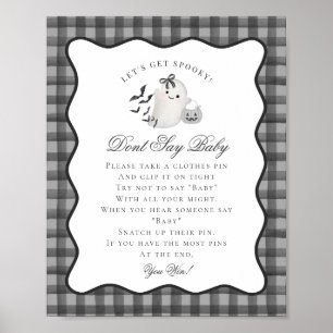 Zwarte Gingham Little Boo Geest Zeg Niet Baby Spel Poster