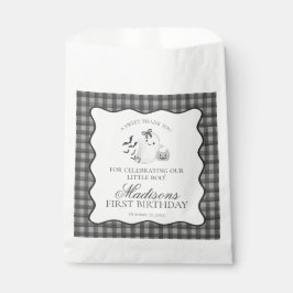 Zwarte Gingham Little Boo Ghost Verjaardagsdessert Bedankzakje