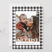 Zwarte Gingham Nice-lijst met kerstkaarten Feestdagenkaart (Voorkant)