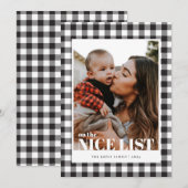 Zwarte Gingham Nice-lijst met kerstkaarten Feestdagenkaart (Voorkant / Achterkant)