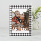 Zwarte Gingham Nice-lijst met kerstkaarten Feestdagenkaart (Staand voorkant)