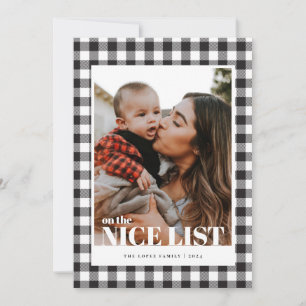 Zwarte Gingham Nice-lijst met kerstkaarten Feestdagenkaart