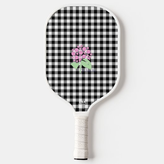zwarte gingham pickleball paddle (Achterkant)