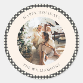  zwarte Gingham Pset - aangepast kerstfeest Ronde Sticker