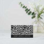 Zwarte Giraffe Haarstylist Visitekaartje (Staand voorkant)