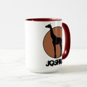 Zwarte Giraffe Tekening in Lijst Cirkel Gepersonal Mok (Voorkant rechts)