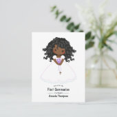 Zwarte Girl First Heilige Communie Briefkaart (Staand voorkant)