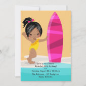 Zwarte Girl Summer Beach Birthday Party Kaart (Voorkant)