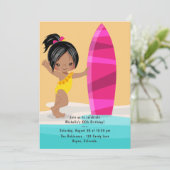 Zwarte Girl Summer Beach Birthday Party Kaart (Staand voorkant)