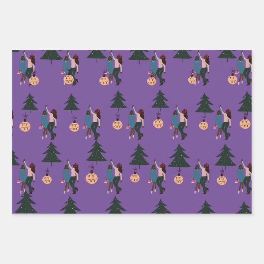 Zwarte-Girl Wrapping Paper Flat Sheet Set van 3 (Voorkant)