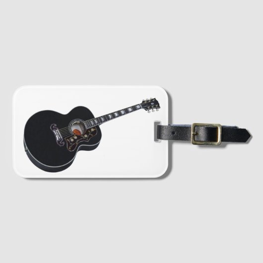 Zwarte gitaar bagagelabel (Voorkant (horizontaal))