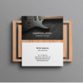 Zwarte gitaar, gitarist, professionele muzikant visitekaartje