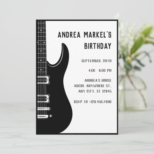 Zwarte gitaar kaart (Staand voorkant)