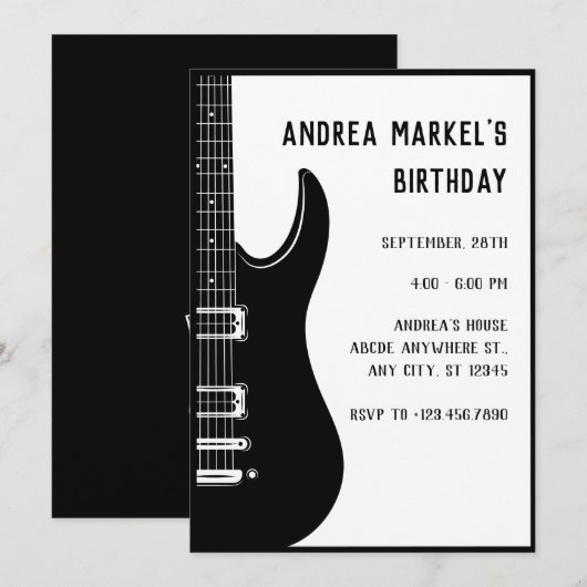 Zwarte gitaar kaart (Voorkant / Achterkant)