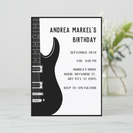 Zwarte gitaar  kaart (Staand voorkant)