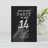Zwarte gitaarband verjaardag tiener kaart (Staand voorkant)