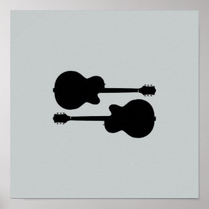 zwarte gitaarmuziekdecor poster