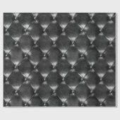 Zwarte gladgepofte leder Minimale luxe geometrie Cadeaupapier (Vlak)