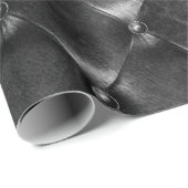 Zwarte gladgepofte leder Minimale luxe geometrie Cadeaupapier (Rol Hoek)