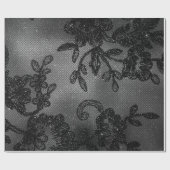 Zwarte Glam Floral Lace Metallic Mulin Rouge Cadeaupapier (Vlak)