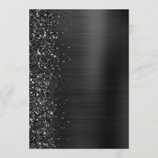Zwarte Glam Glitter Script Bruiloft Menu (Achterkant)