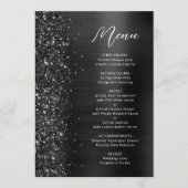 Zwarte Glam Glitter Script Bruiloft Menu (Voorkant)
